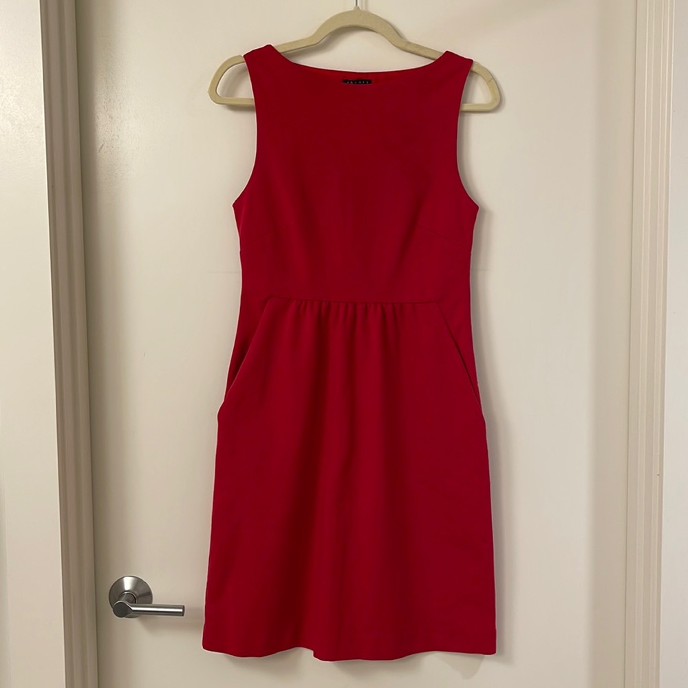 Theory red dress with pockets